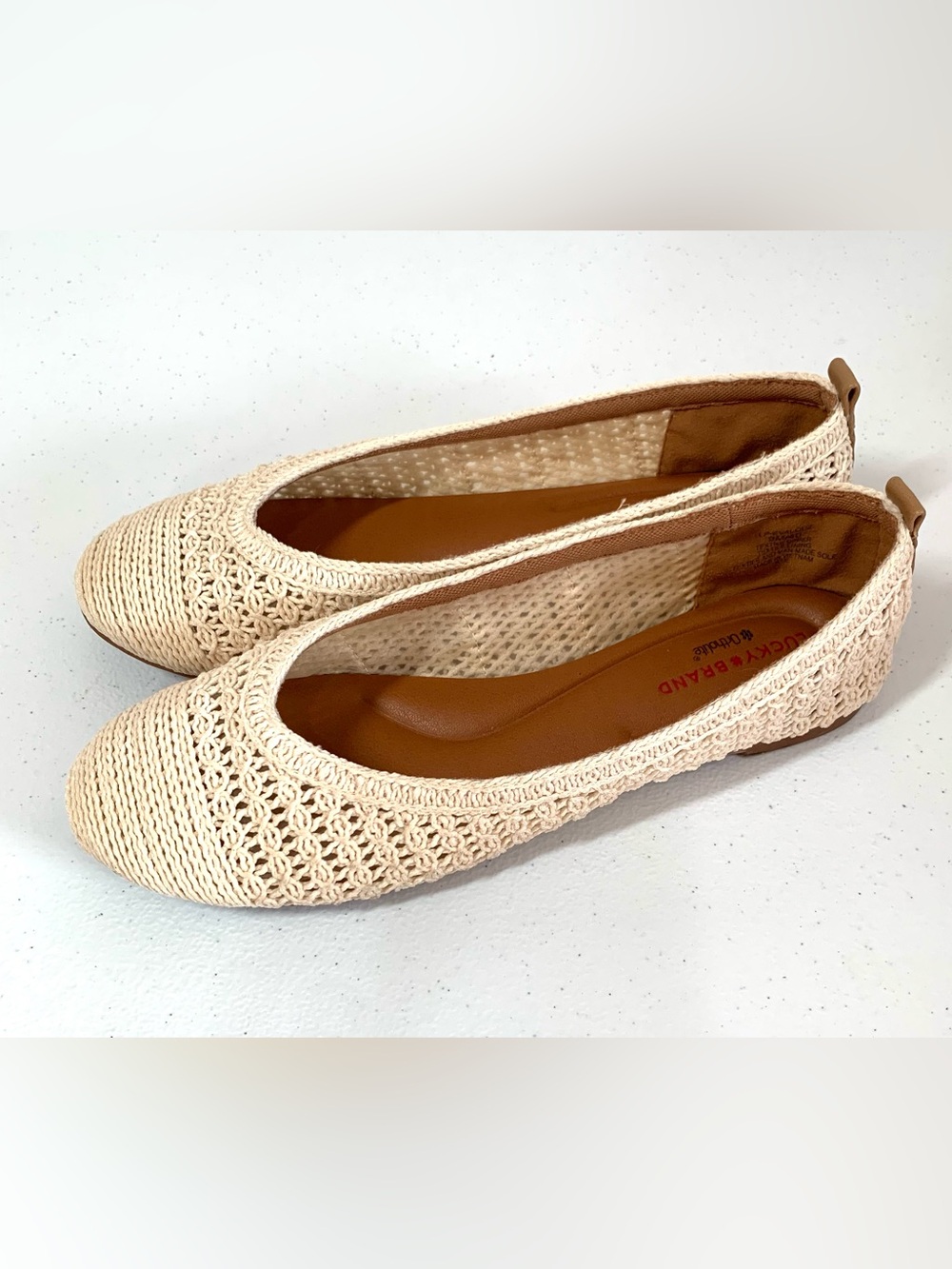 Lucky Brand Cream Crochet Ballet Flats